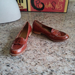 Sanfrediano Leather Croc Embossed Loafers EUC
